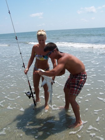 Surf fishing at Hunting Island 2008