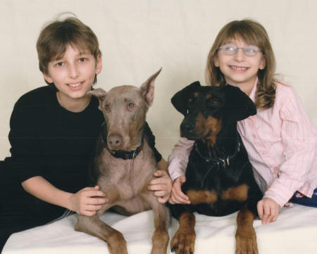 My kids with the dogs