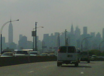 new york skyline on a foggy day