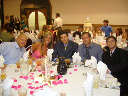 Family getting together at a summer wedding