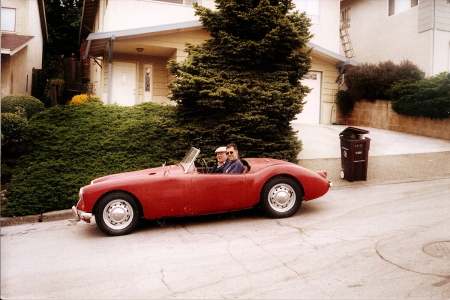 MGA roadster with friend Jack.