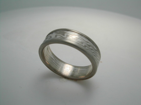 Mokume Gane wedding band with borders