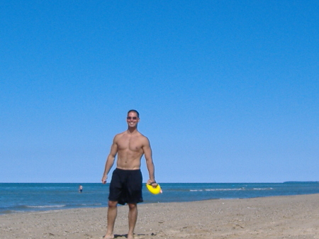 Playin catch with Jake on the beach