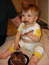 Keegan eating cake on his 1st birthday 11/07