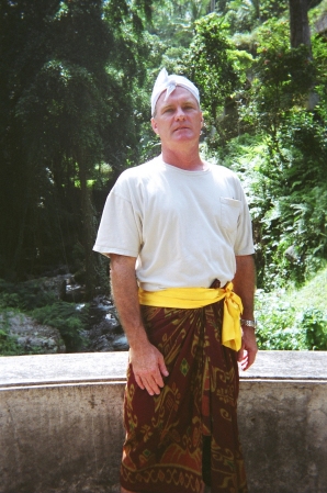 Dressed for temple tours in Bali