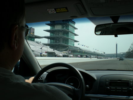 Driving on the Indy Motor Speedway track