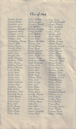 Class of 64 Graduation list