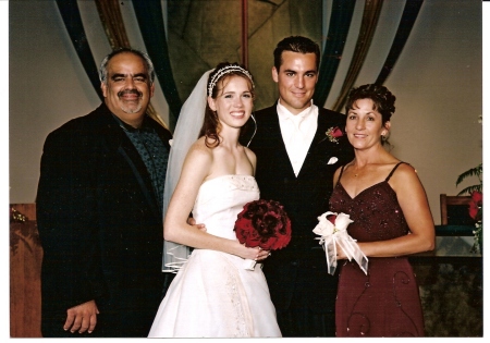 Jarrad with his bride Erin and his mother Mary