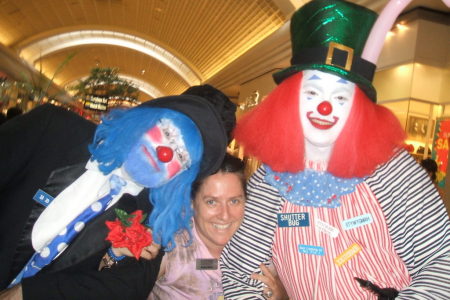A clown, me, and my buddy james clowing around