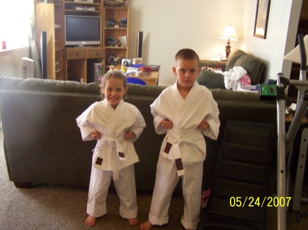 MY babyies in their Karate outfits