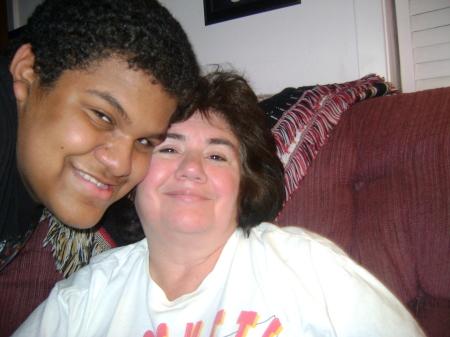 my youngest son Dylan with his aunt Marie