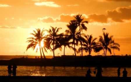Hawaii - Sunset on Waikiki Beach