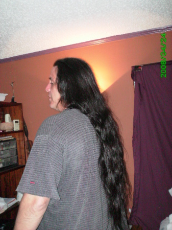 My husband Ed's long beautiful hair.