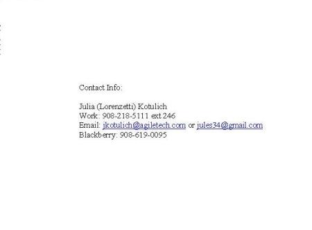 Julia's Contact Information