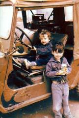 My boys in one of the jeeps.