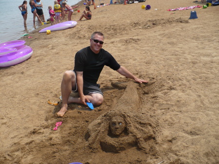 2008 Lake Almanor beach fun- Sand Mermaid