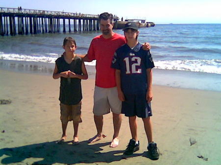 Matthew, Mason and Dad at the beach