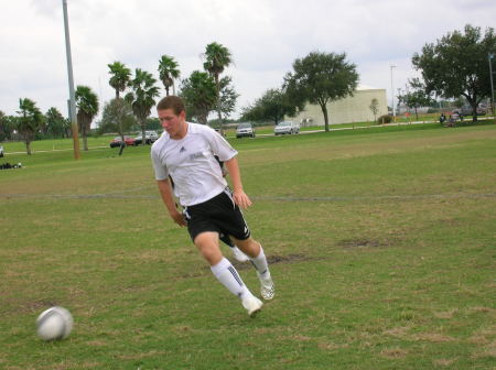 Bradley playing soccer