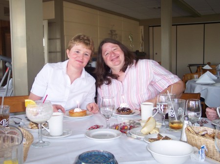 Me and my twin Jane in August 2008