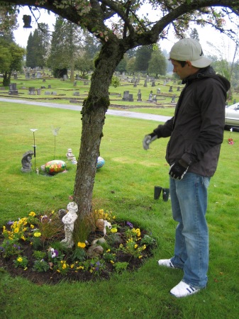 Planting at the cemetary