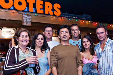 The group in front of Hooters