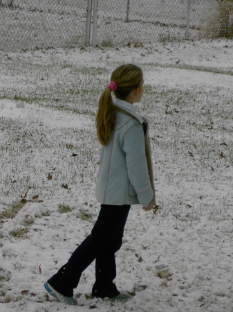 My little girl  wishing for more snow!