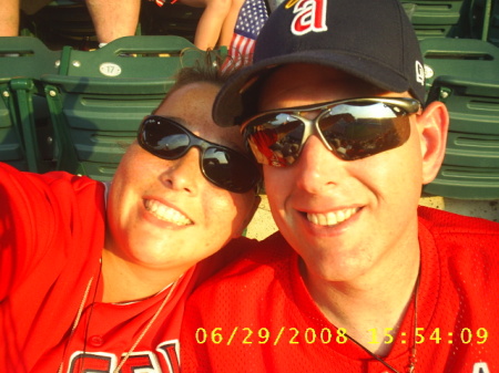 At Angels game 7/4/08 - vacation