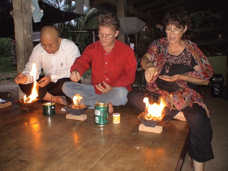 Agnihotra at sunset in Sukhothai Thailand