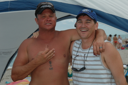 Scott Mills & Ken on beach 4th of July