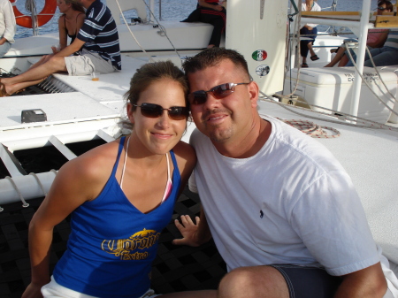 Crissy and I on a Catamaran