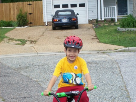 my son on his bike