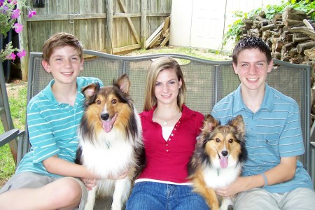 Matthew, 11; Angela, 17; David, 14; & 2 Dogs