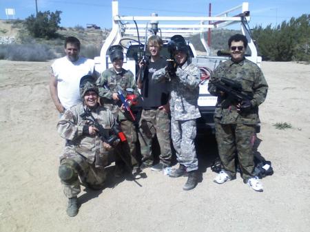 friends and family playing paintball