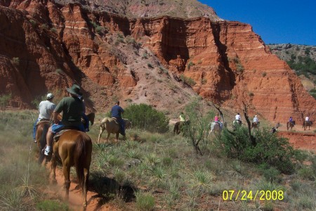 Riding horses in Palo Duro Canyon