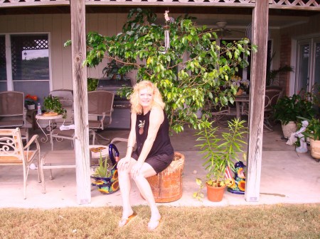 Debra on Father's back porch