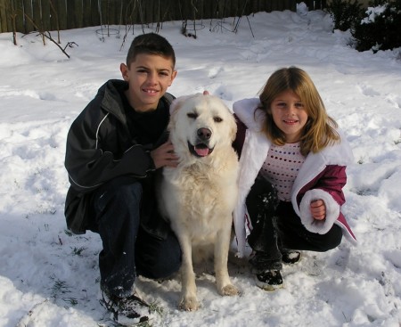 the kids and our dog, Clancy