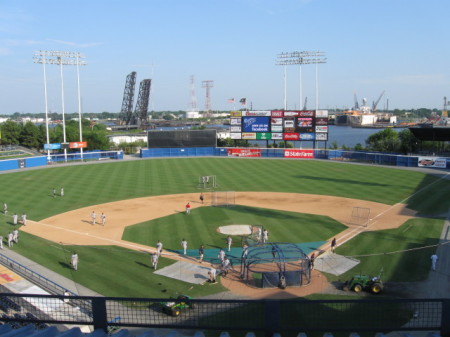 Batting practice - a view from the Pressbox.