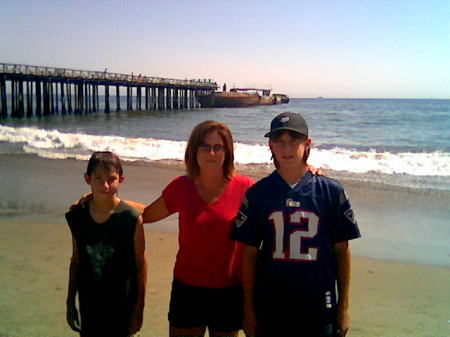Tammy and boys on the beach