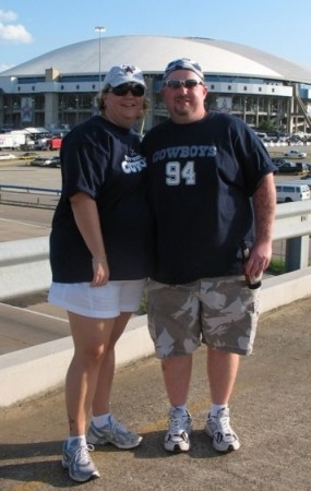 Charley and I heading to the Cowboys game 8/08