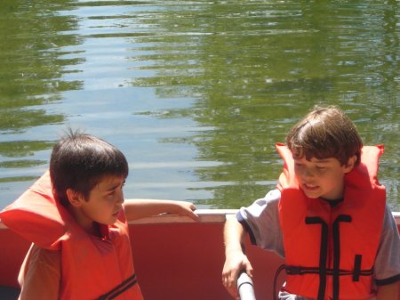 Joey and Matt canoeing
