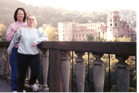 my mother and me at Heidelberg Castle, Germany