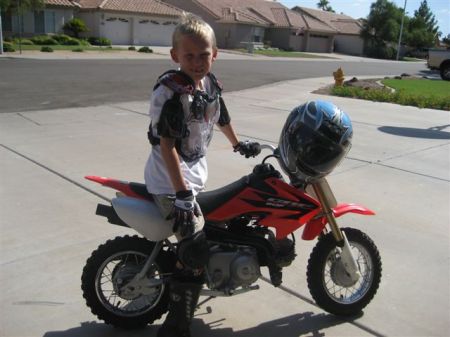 Son Matthew on his first motorcycle
