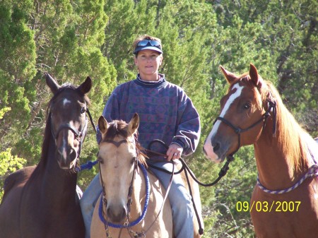 Midnight, me on dunn,n feller(friends horse)