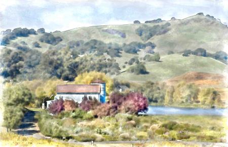 Watercolor I did of a barn in Napa