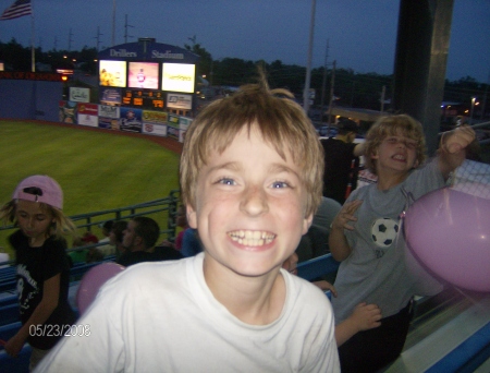 Son Aaron at Drillers Game
