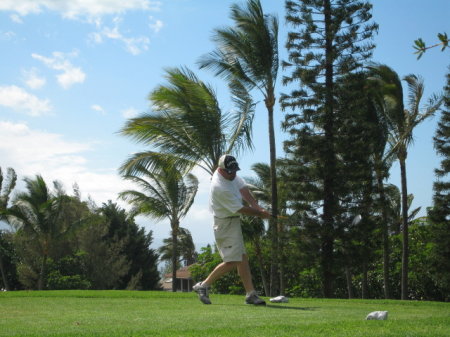 Terry on the links at Pukalani, upcountry Maui