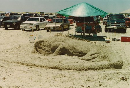Iguana sand sculpture