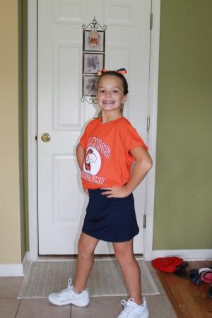 Kelsey - ready for first football game and cheerleading
