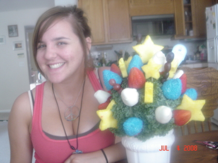 Sarah and my edible arrangement!