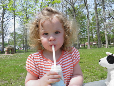 Addy enjoying Lunch at the Park